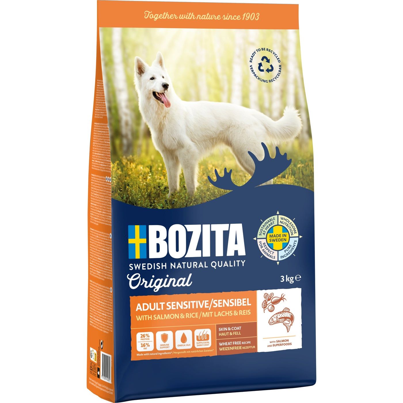 Bozita Dog Original Adult Sensitive Skin + Coat 3 kg Futter