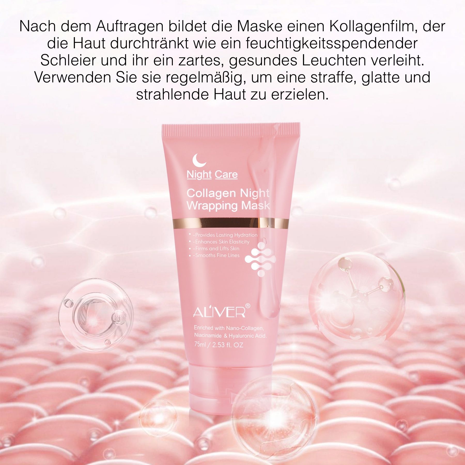 ALIVER Collagen Maske Nachtmaske Night Wrapping Mask Peel off mit Pinsel
