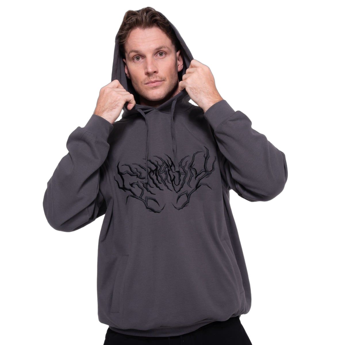 GymBeam Hoodie Herren Oversized mit Kapuze und Taschen in Grau Thorn