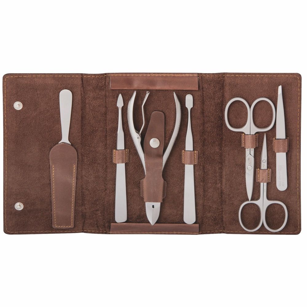Erbe Solingen Maniküre Druckknopfetui inox 7-teilig Antik Braun 1 St Set