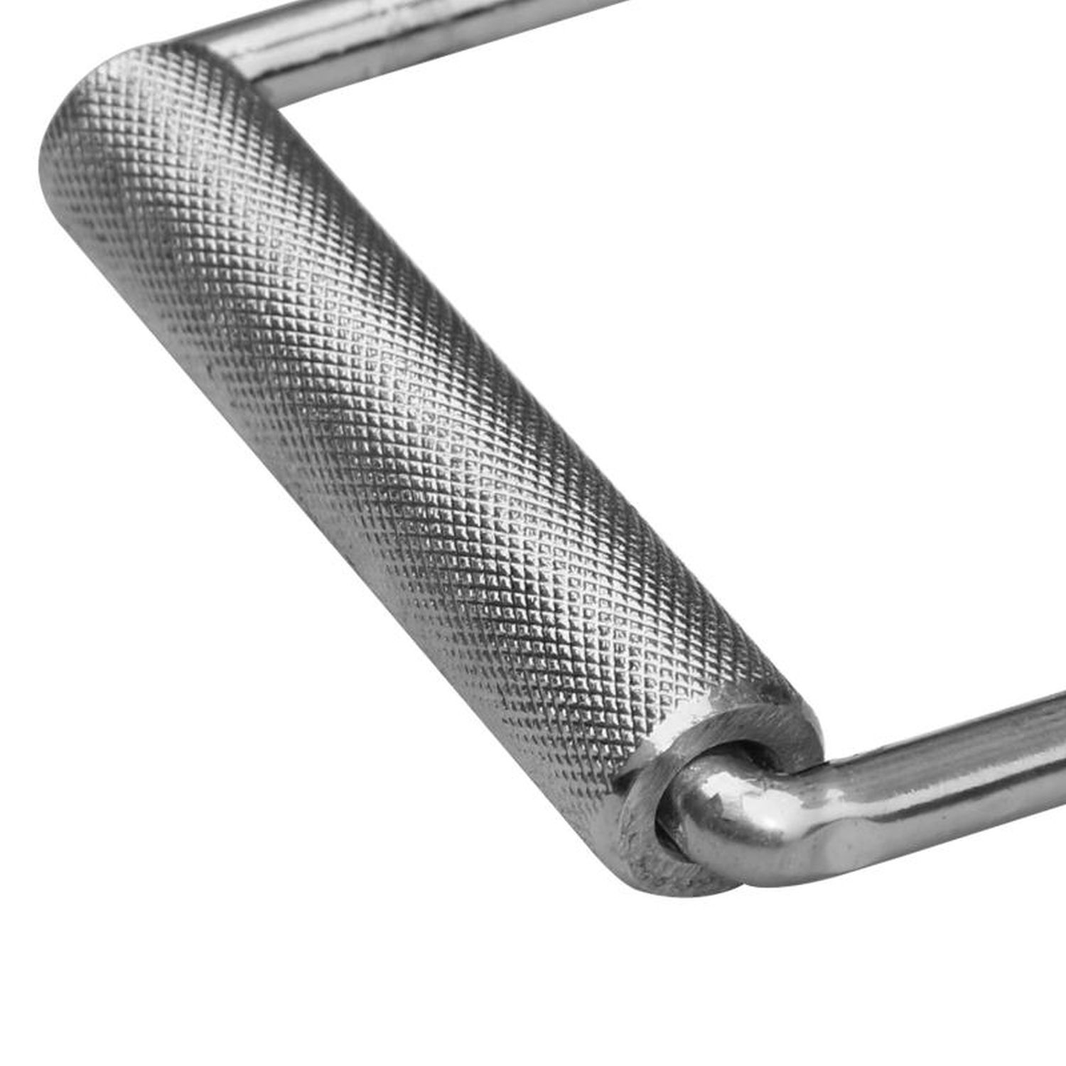 Detailaufnahme der geriffelten Griffstange eines kurzen Einhandgriffs aus Metall.