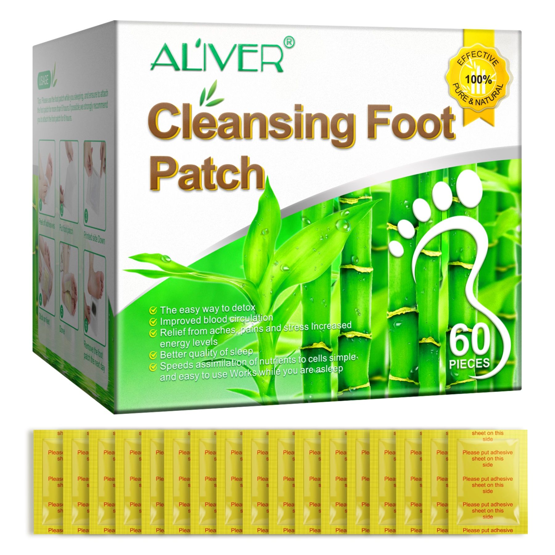 ALIVER Fußpflaster Detox mit Bambusessig und Ingwer Extrakt
