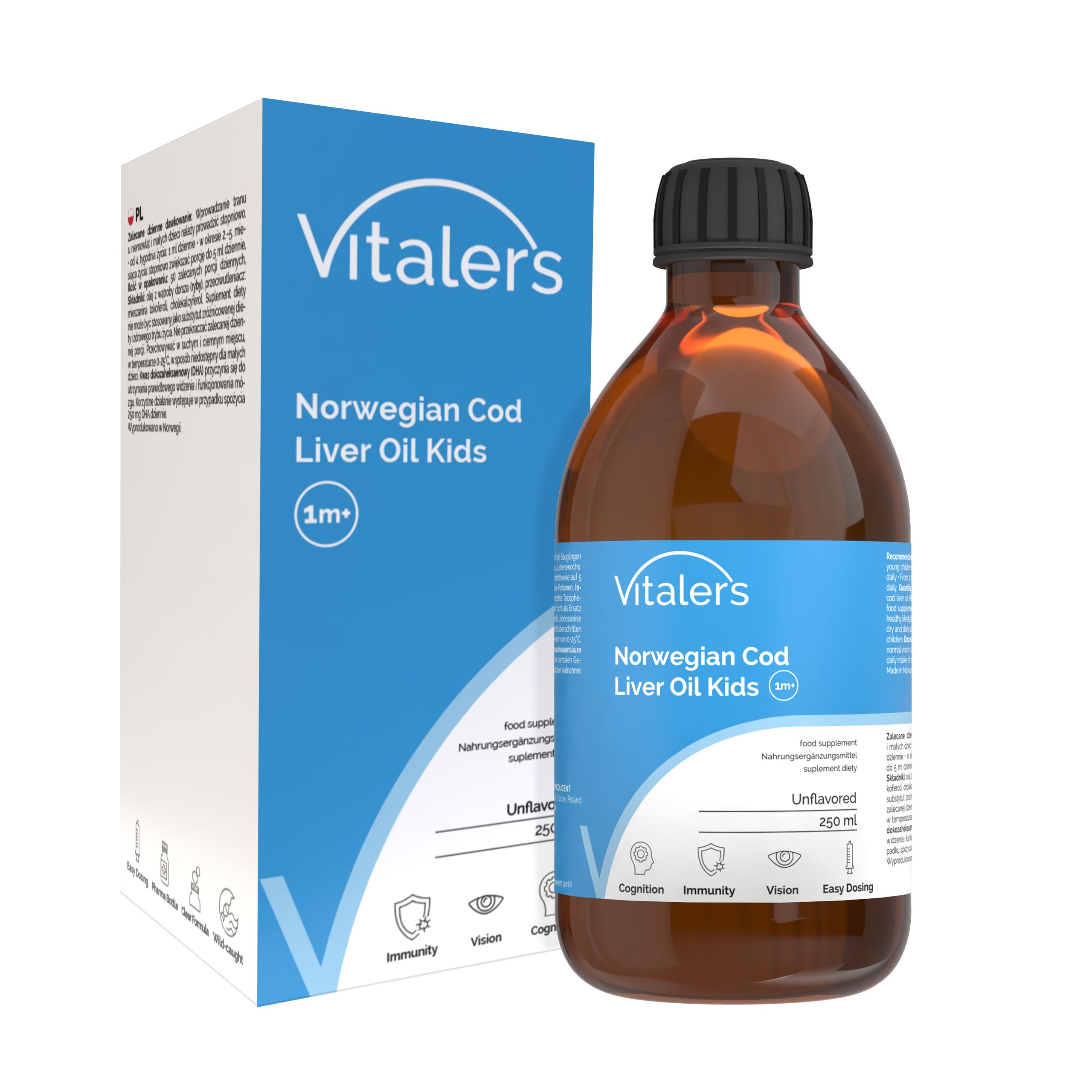 Vitaler's Norwegischer Lebertran Junior Omega-3 mit Vitamin E 250 ml Öl