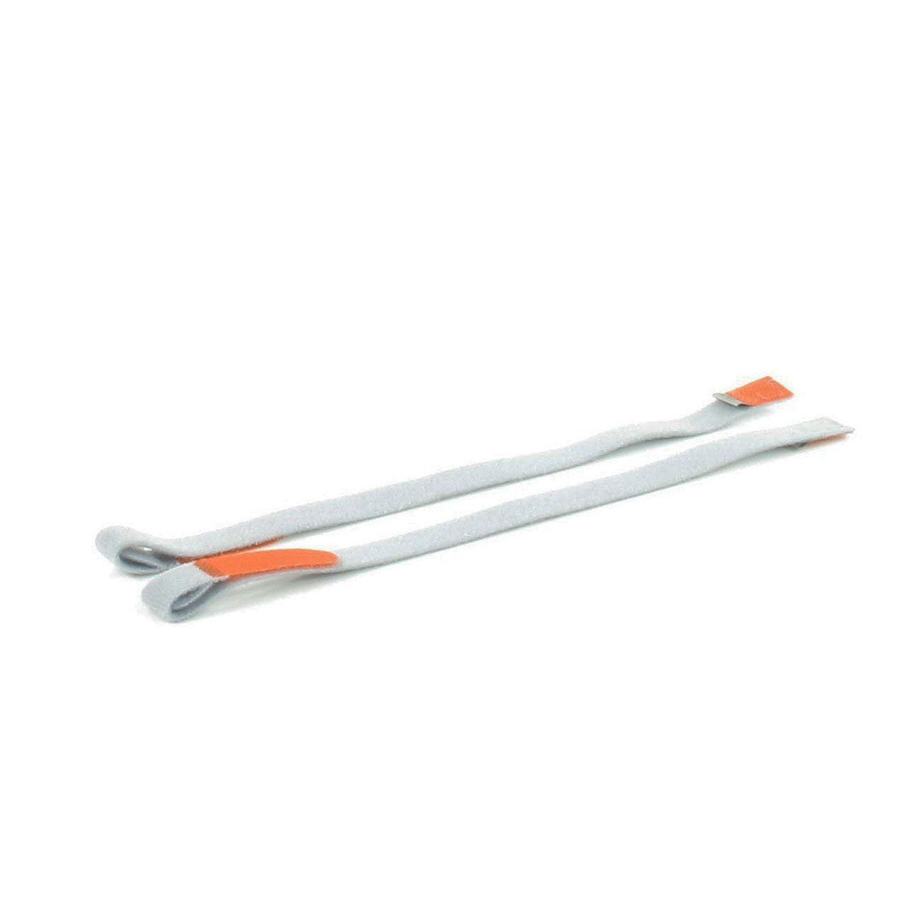 Zwei graue Ersatzbänder mit orangefarbenen Akzenten. Für eine Orthese.