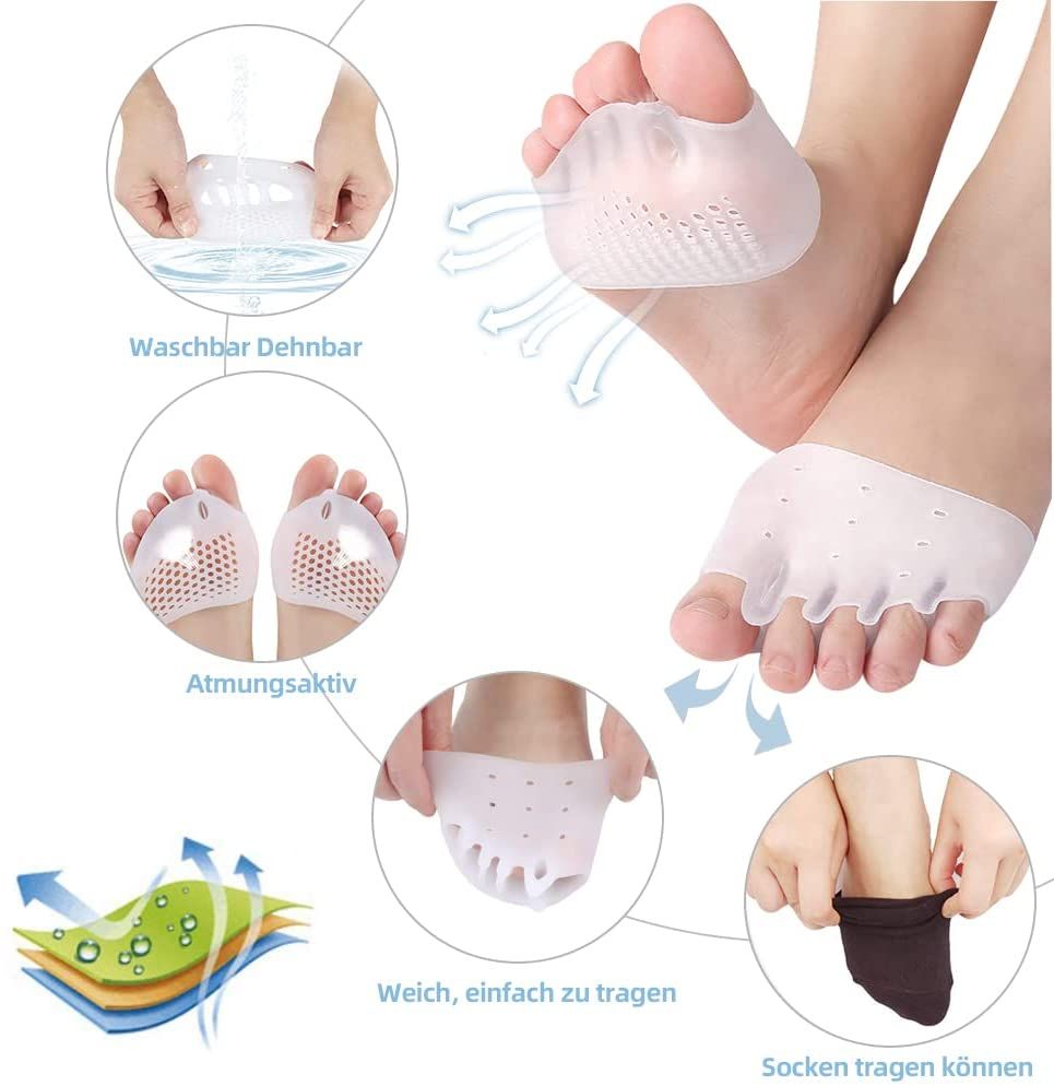 COOL-i Vorfußpolster aus Silikon, weich & rutschfest, Ballenschutz für Damen & Herren, 4 Stück