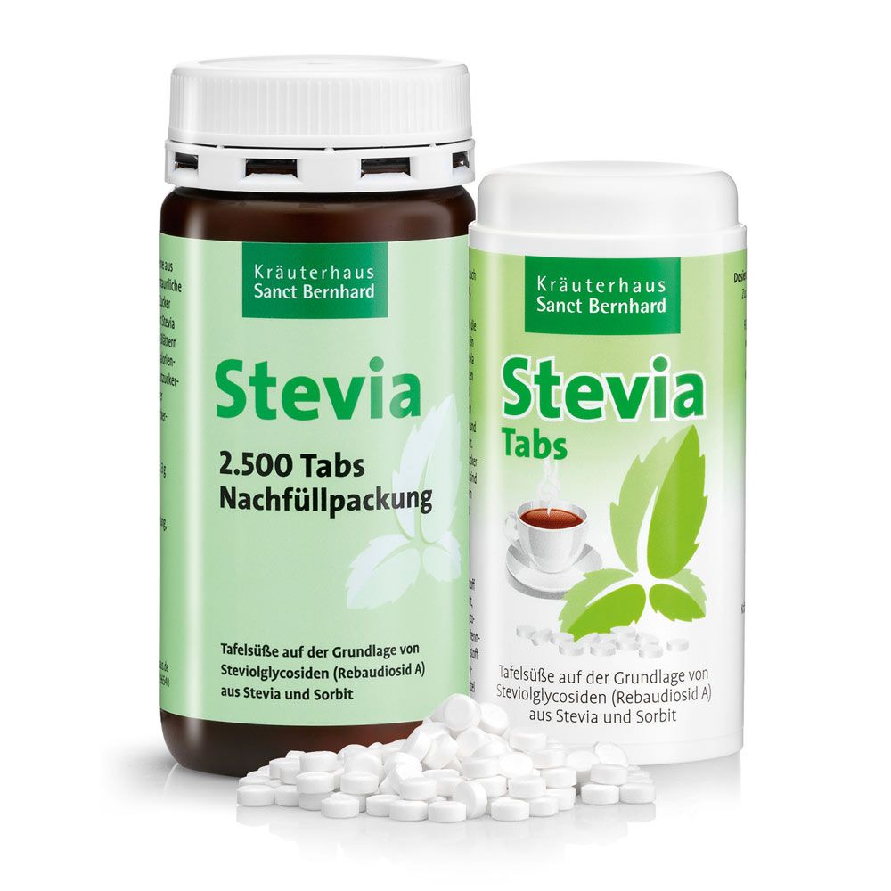 Sanct Bernhard Stevia-Tabs mit Rebaudiosid A im Set 3100 St Tabletten