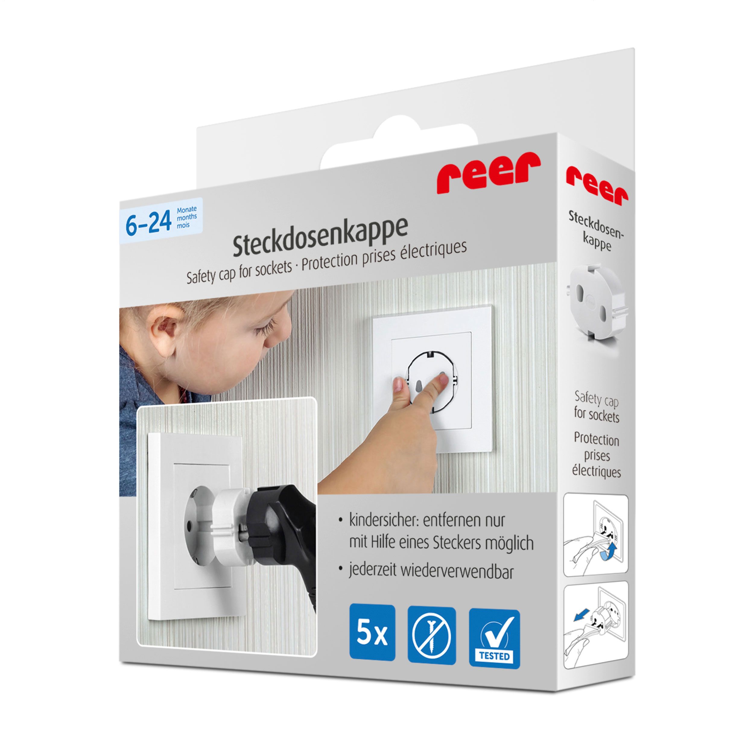 reer Steckdosenkappe, 5er Set, Weiß