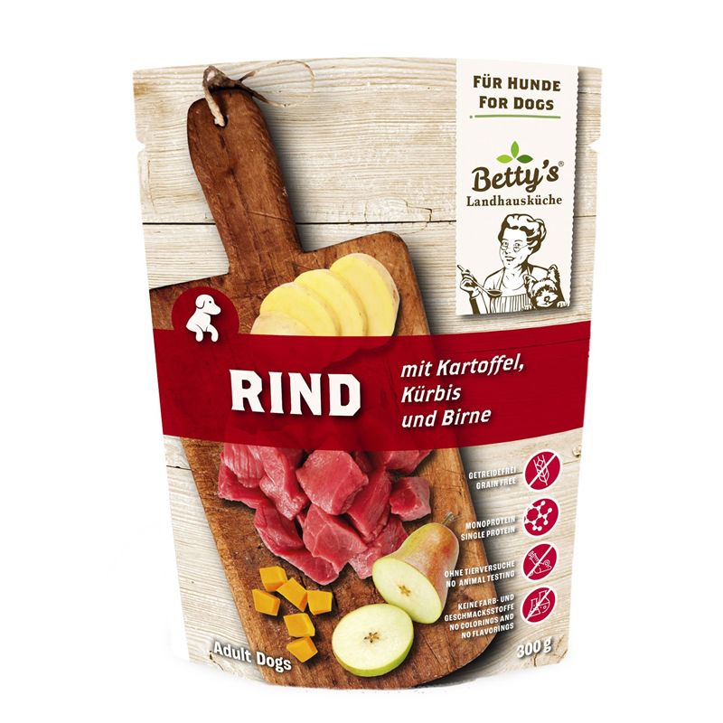 Bettys Landhausküche Nassfutter Hund – Rind Kartoffel Kürbis Birne