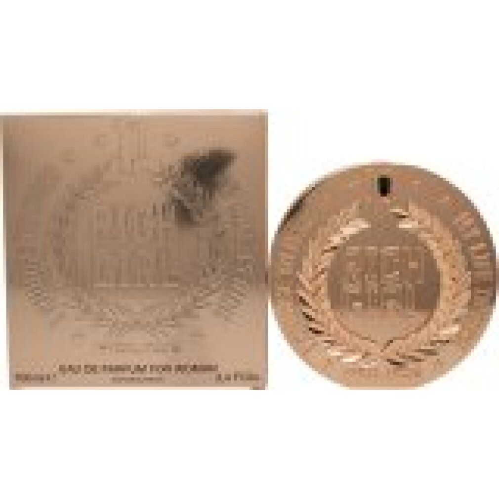 Roségoldfarbener Flakon, rund. Aufschrift: RICH GIRL, POLICE. Lorbeerkranz und Sterne. Text: MY LIFE IS RICH, CHOOSE TO DARE.