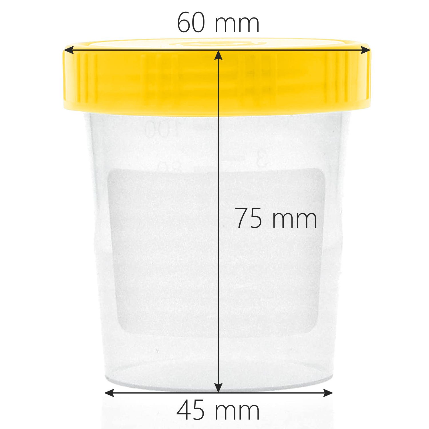 Urinbecher/Probenbecher mit Schraubdeckel - 125ml Fassungsvermögen, Auslaufsicher, Beschriftbar