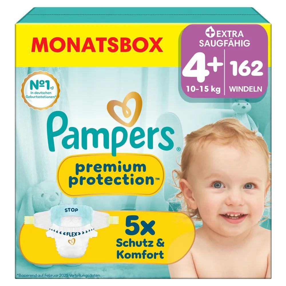 Pampers Premium Protection Gr.4+ Maxi Plus 10-15kg  Windeln Monatsbox