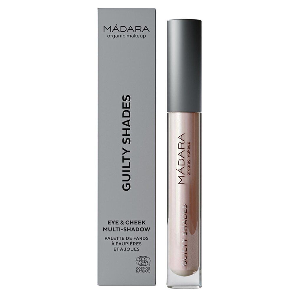 Madara Guilty Shades Lizard. Ombretto liquido con applicatore e confezione. Testo: Guilty Shades, Eye & Cheek Multi-Shadow.