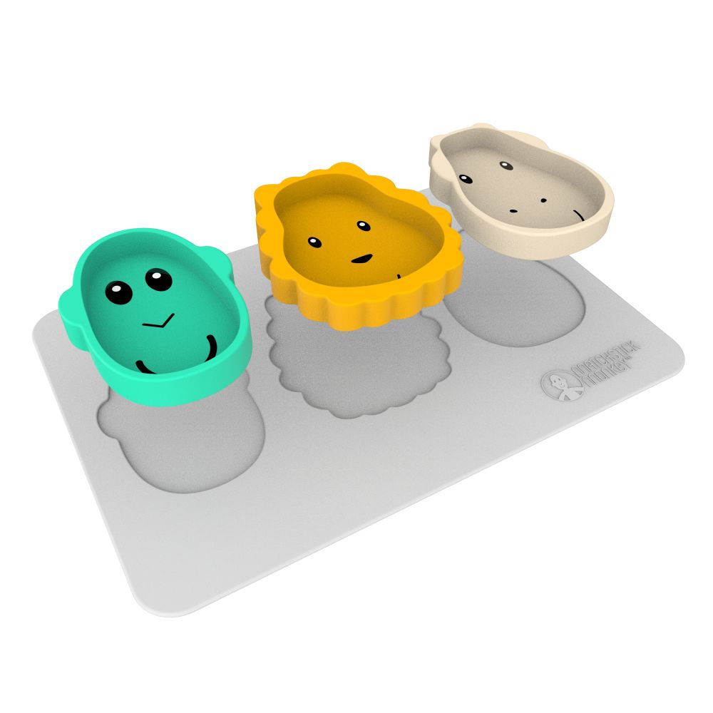 Matchstick Monkey Essenszeit Platzdeck Anti-Rutsch-Matte mit 3 Tellern in Tiermotiven