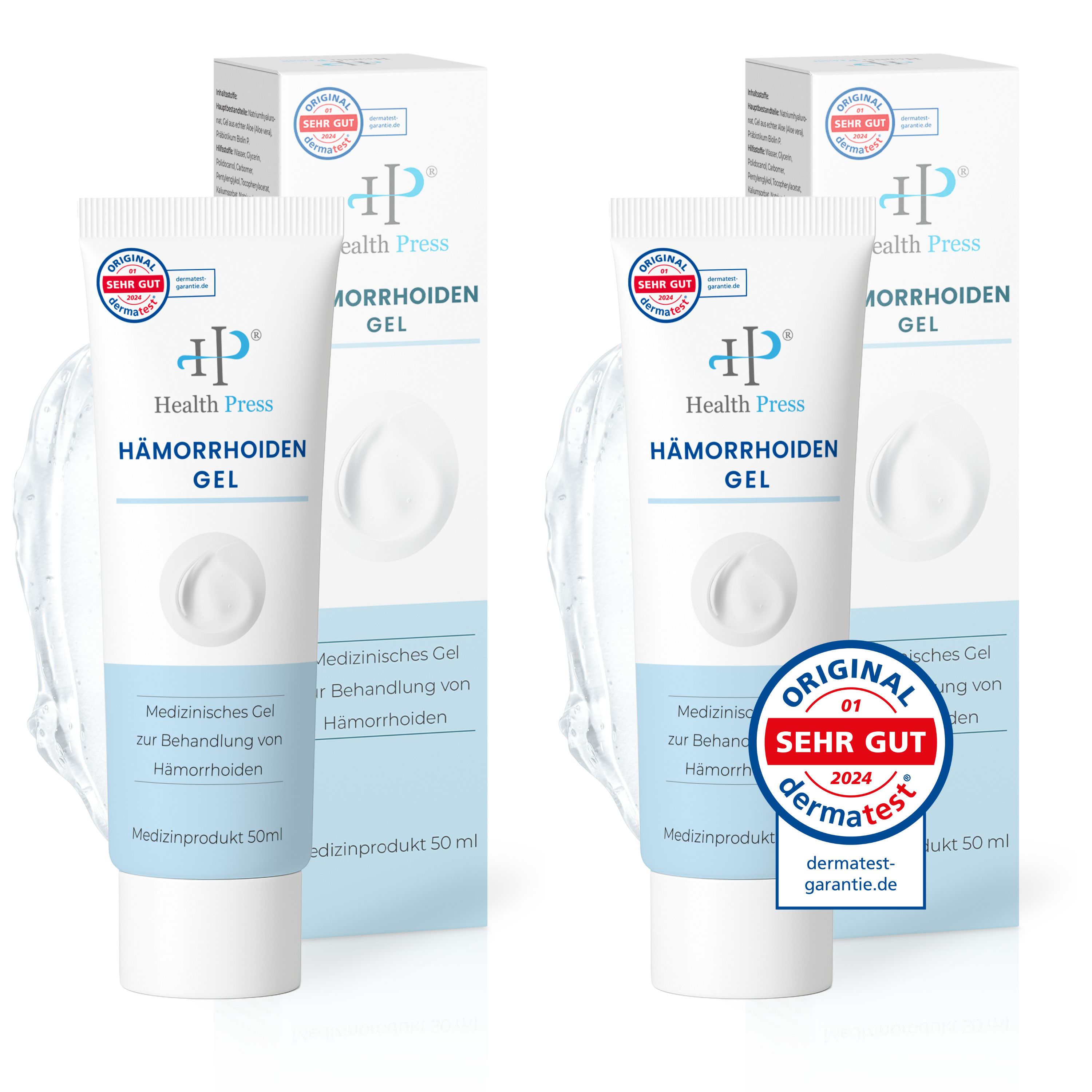 Health Press Hämorrhoiden Gel – Hämorrhoidensalbe bei Juckreiz, Brennen & Reizungen 2x50 ml