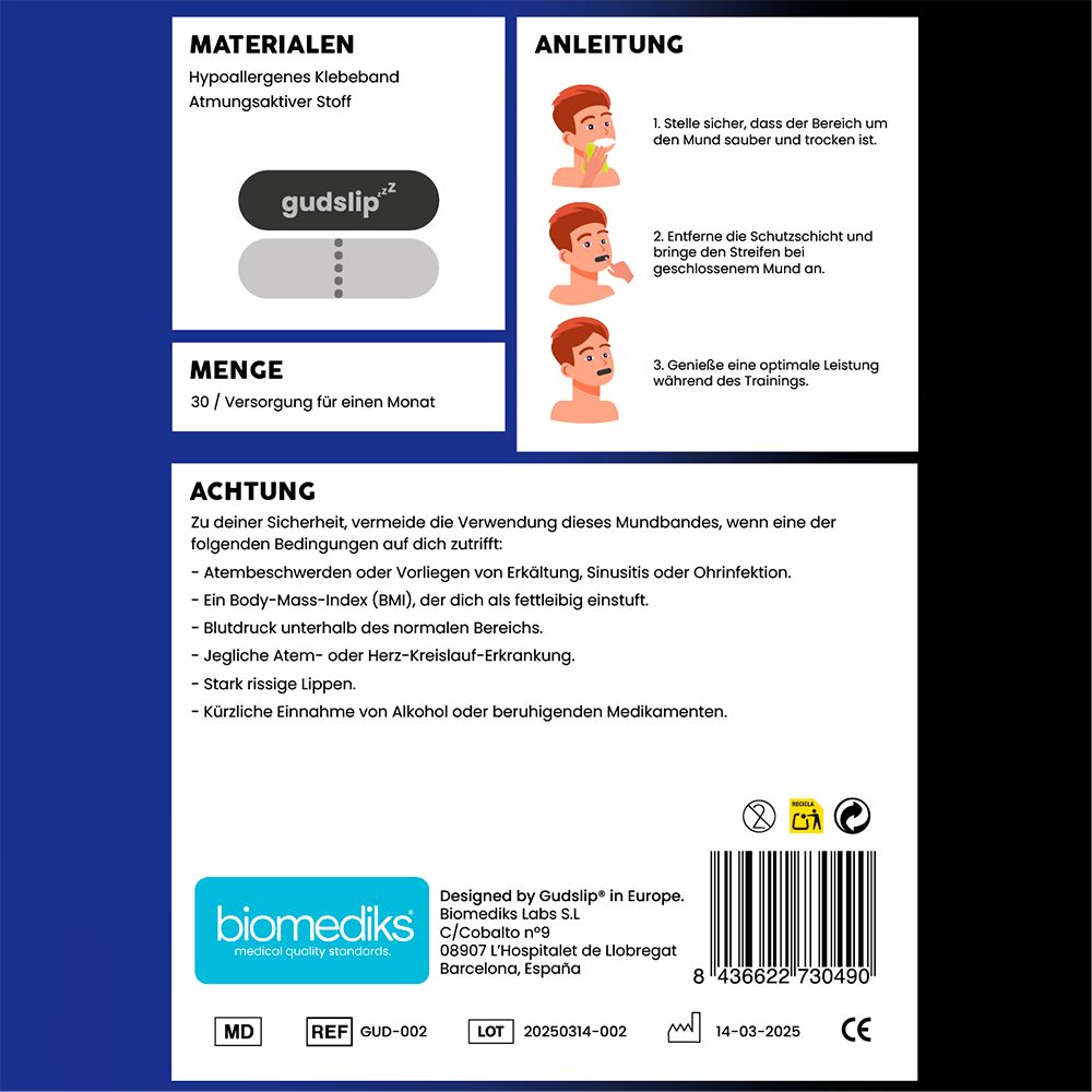 gudslip® Mundpflaster für einen erholsamen Schlaf, Monatspackung