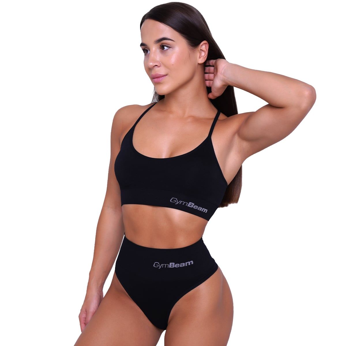 GymBeam Brazilian Slips Damen im 2er-Pack mit hohem Taillenbund in Schwarz
