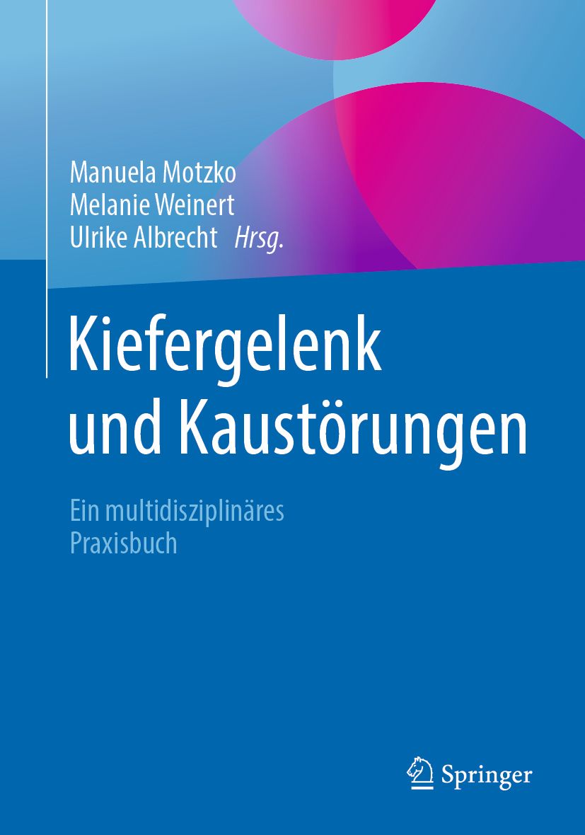 Buchcover: Kiefergelenk und Kaustörungen. Titel in weißer Schrift auf blauem Hintergrund. Autorennamen und Springer-Logo.
