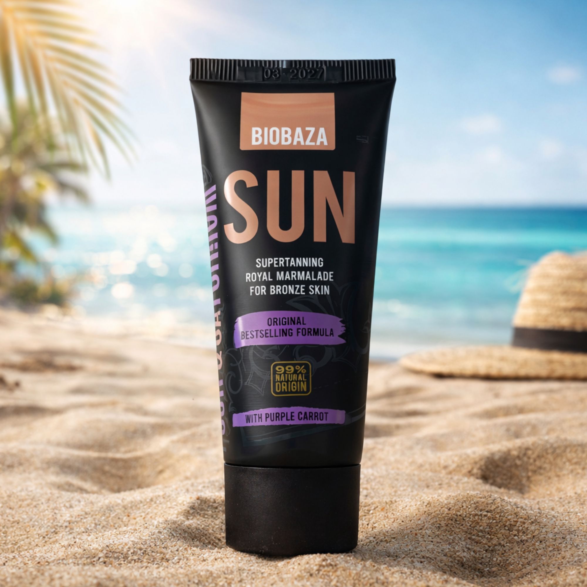 BIOBAZA Sun Royal Bräunungsbalsam – Schnelle Bräune & Intensiv Bronzer Teint, 99 % natürliche Formel