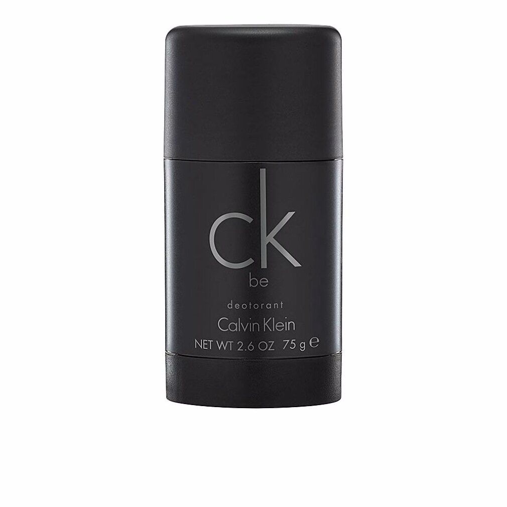 Schwarzer Deostick mit Deckel. Aufschrift: ck be deodorant Calvin Klein. Nettogewicht 2,6 OZ. 75 g.