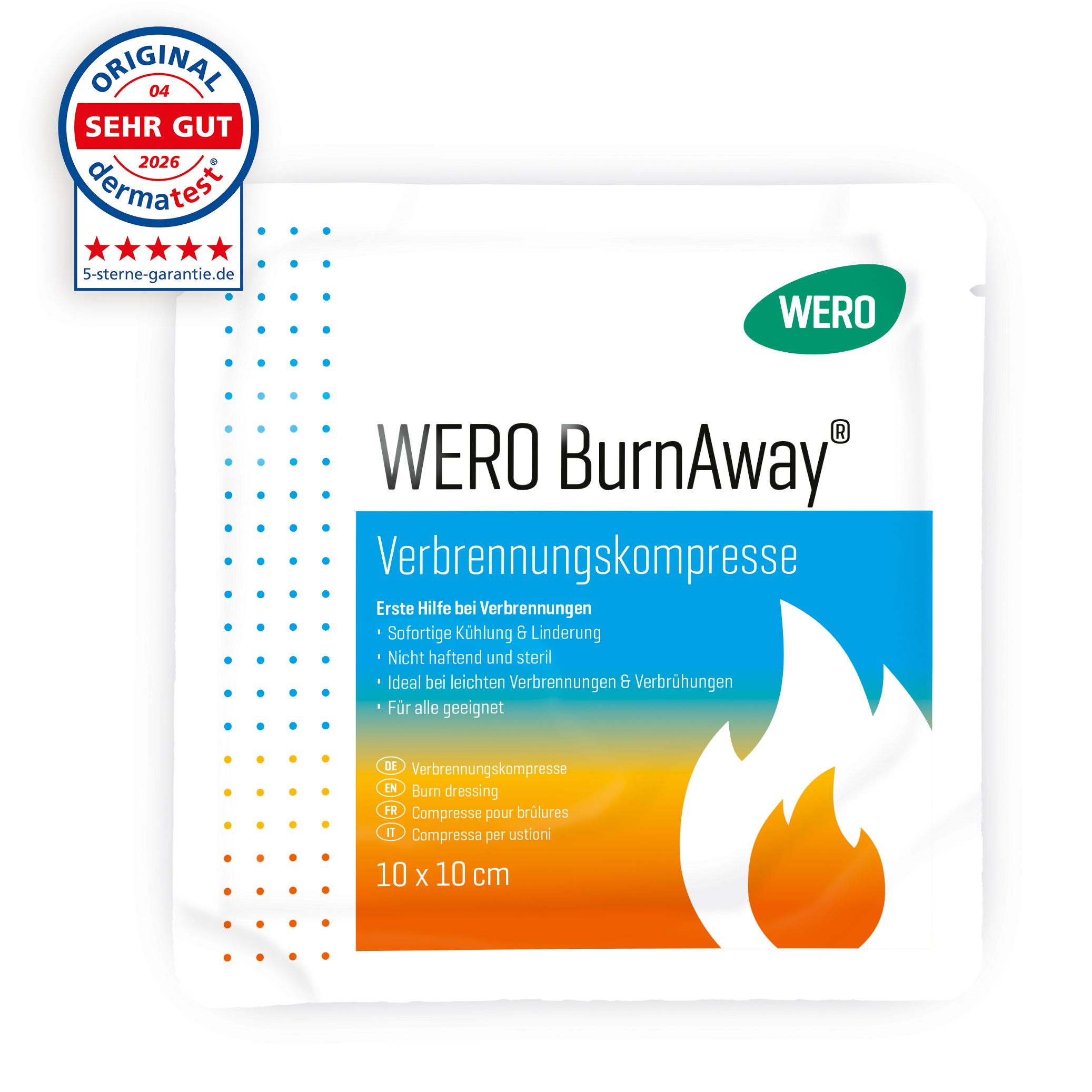 WERO BurnAway Verbrennungskompresse 10 x 10 cm