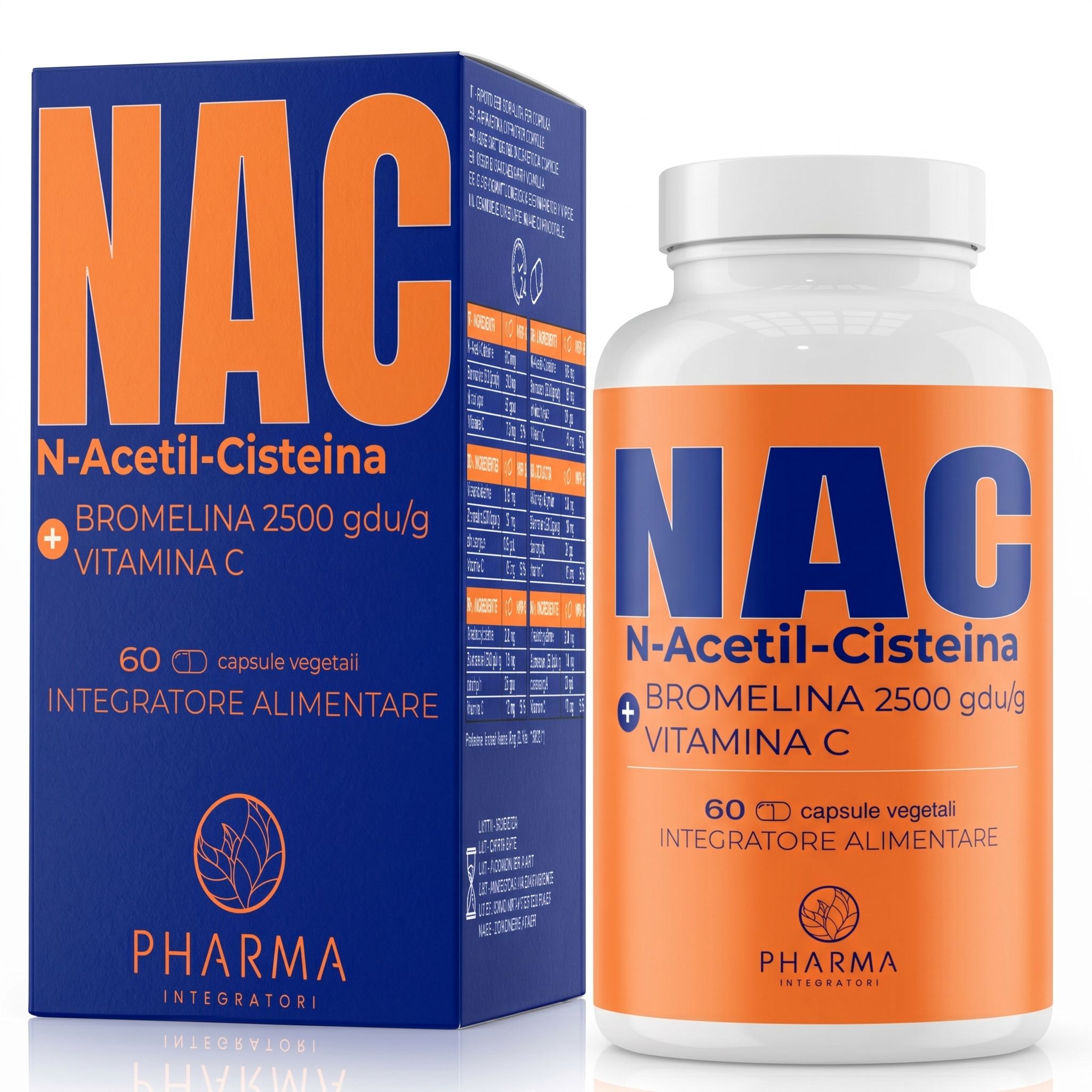 NAC N-Acetylcystein 600 mg mit Bromelain und Vitamin C, 60 vegetarische Kapseln.