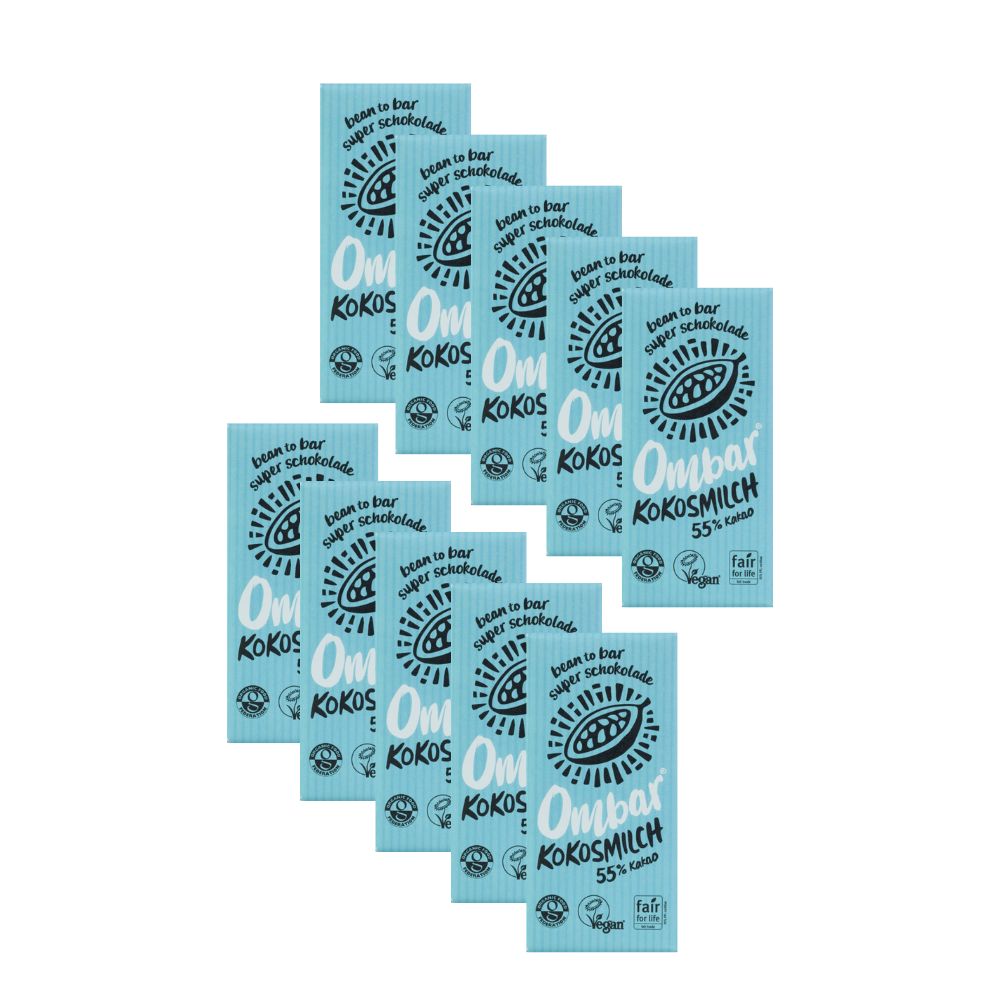 Ombar Kokosmilch Cremige Rohschokolade Milchfrei 10x70 g