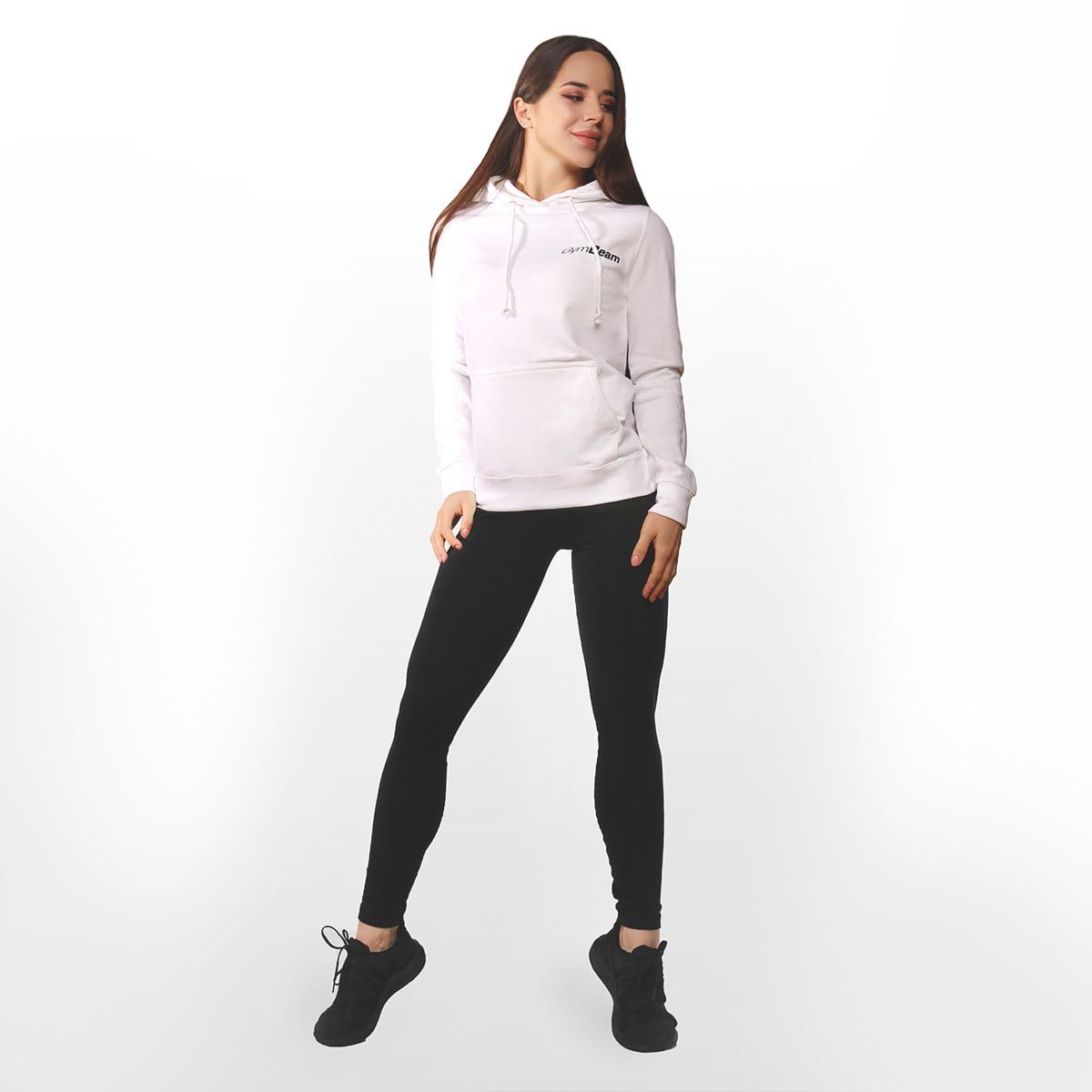 GymBeam Damen Hoodie regular mit Kapuze, Taschen und Langarm in Weiß