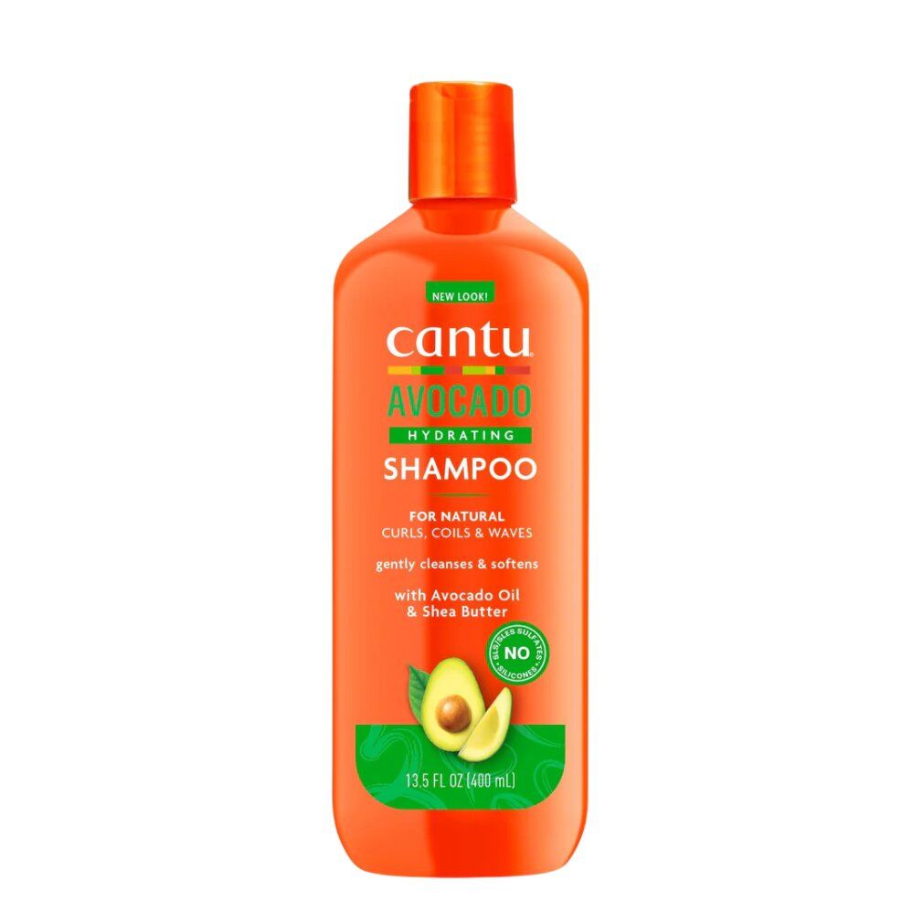 Cantu Avocado Hydrating Shampoo Flasche, 400 ml. Für natürliche Locken, Korkenzieher & Wellen.