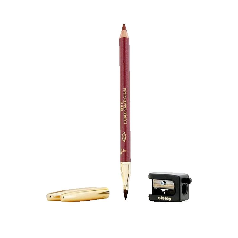 Lippenstift, Anspitzer und goldfarbene Kappe. Lippenstift mit Spitze und Pinsel. Marke Sisley.