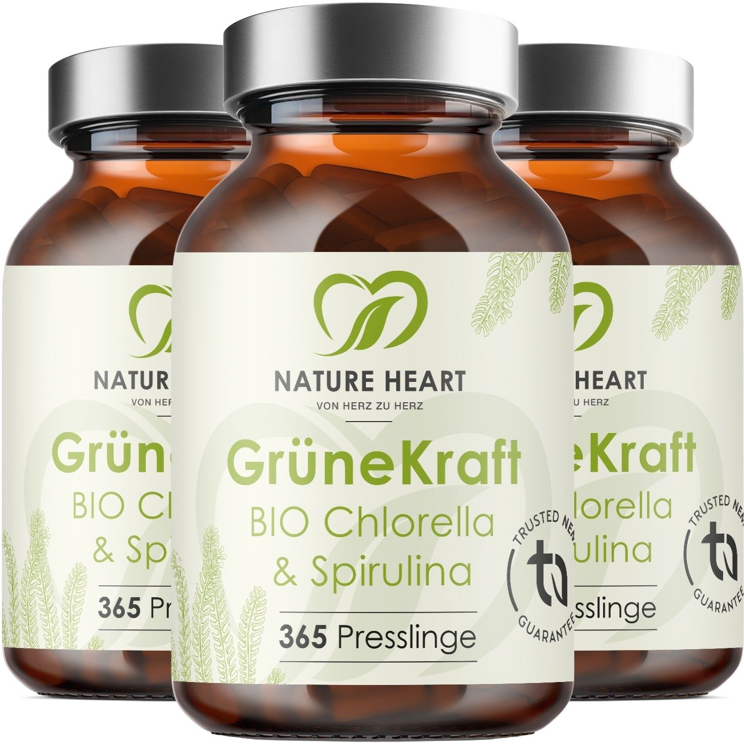 Nature Heart Grüne Kraft - Bio Chlorella & Spirulina 3x365 St Presslinge