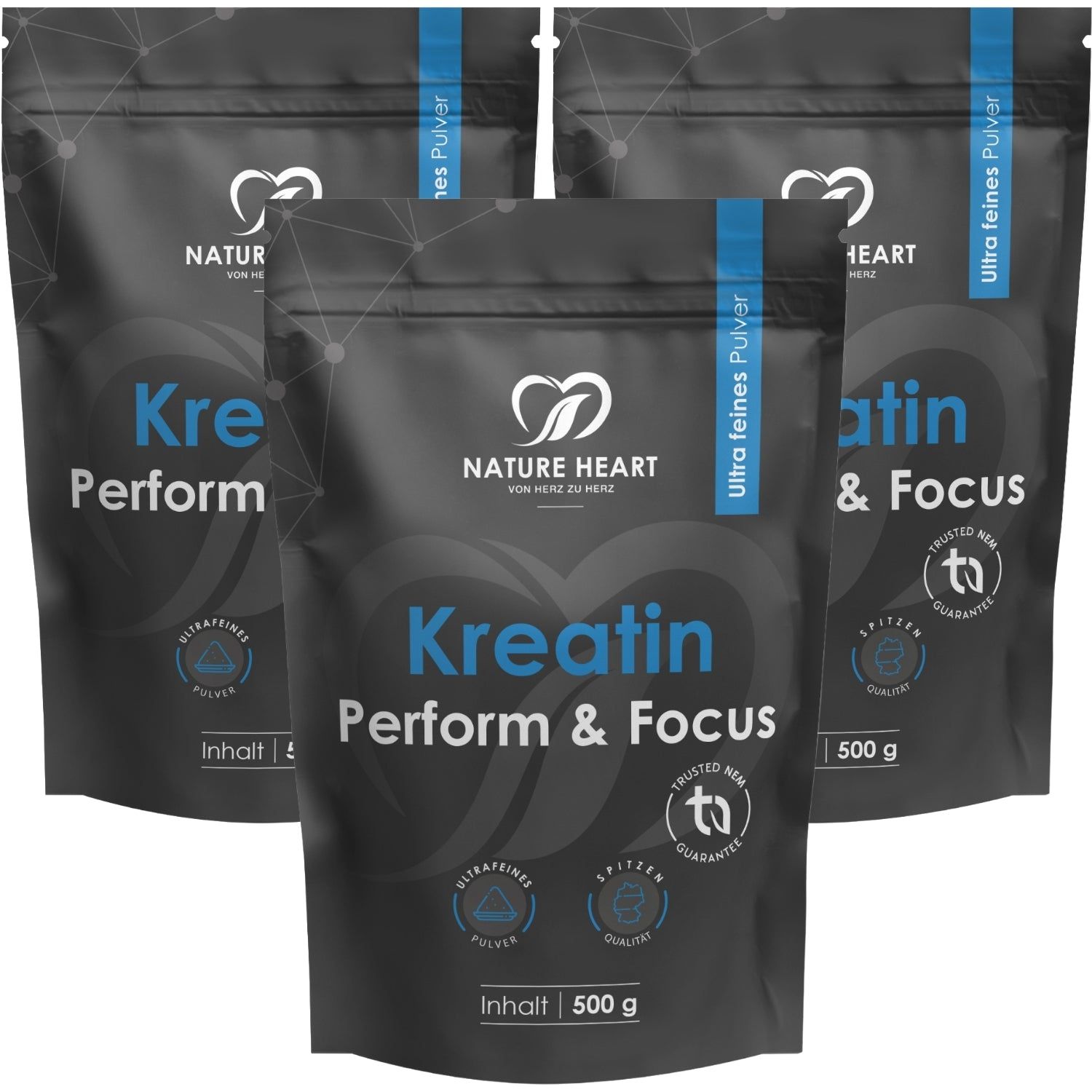 Nature Heart Kreatin-Pulver 3x450 g Pulver