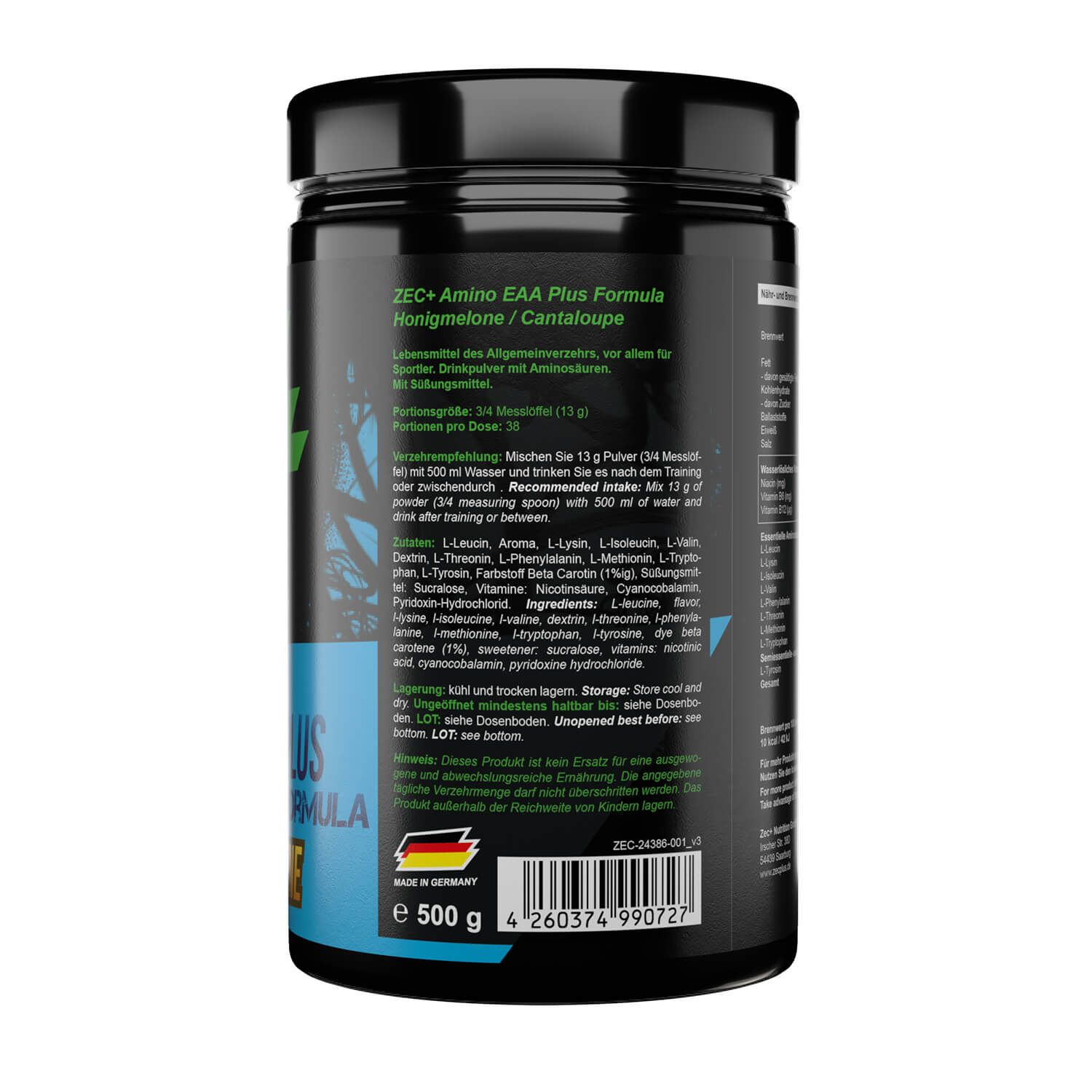 Zec+ Amino EAA Aminosäure Pulver Honigmelone 500 g