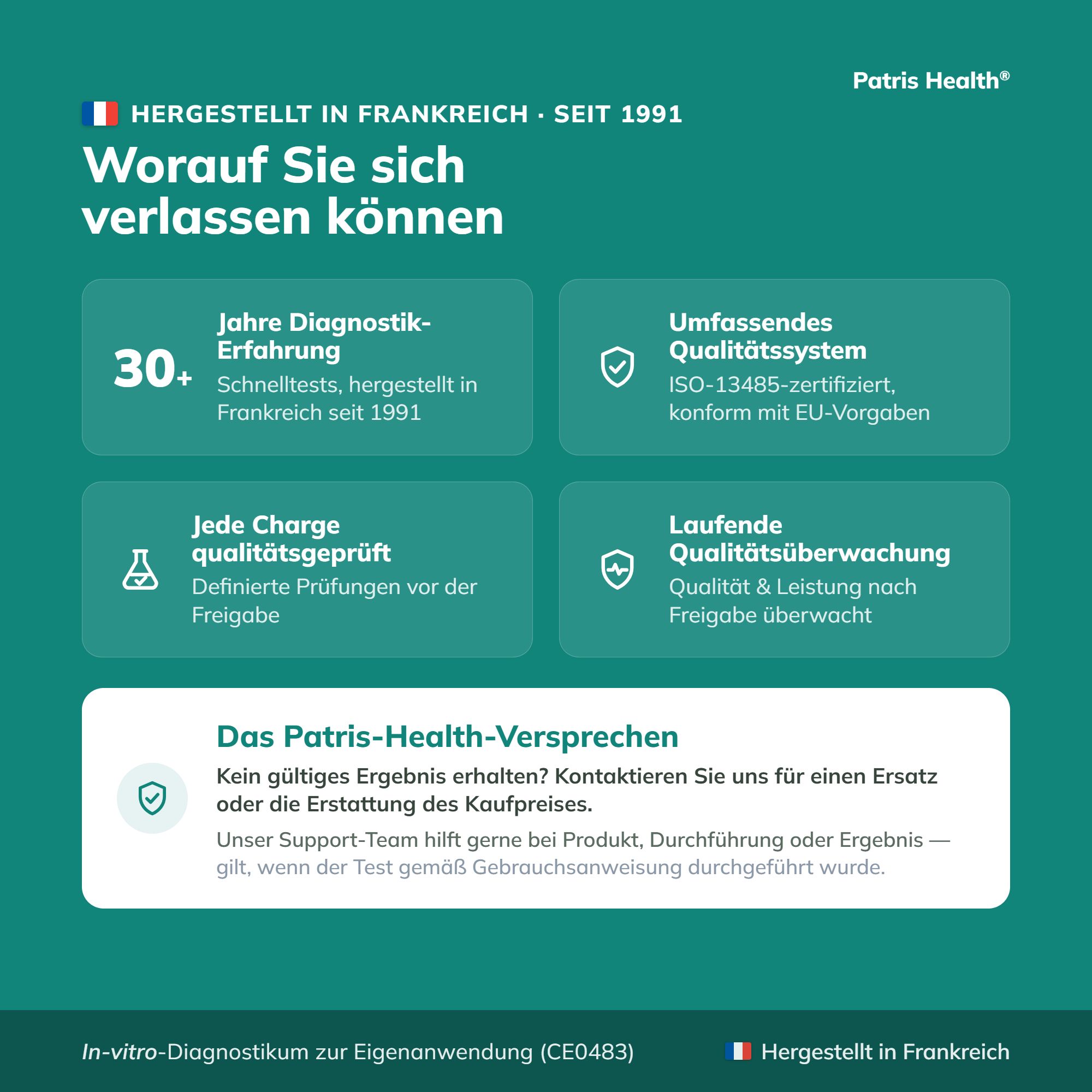 Worauf Sie sich verlassen können: 30+ Jahre Erfahrung, ISO-zertifiziertes Qualitätssystem, Chargenprüfung, Laufende Überwachung.