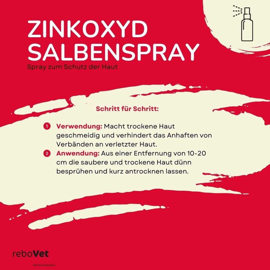 Anleitung für Zinkoxyd Salbenspray mit Dosensymbol.
