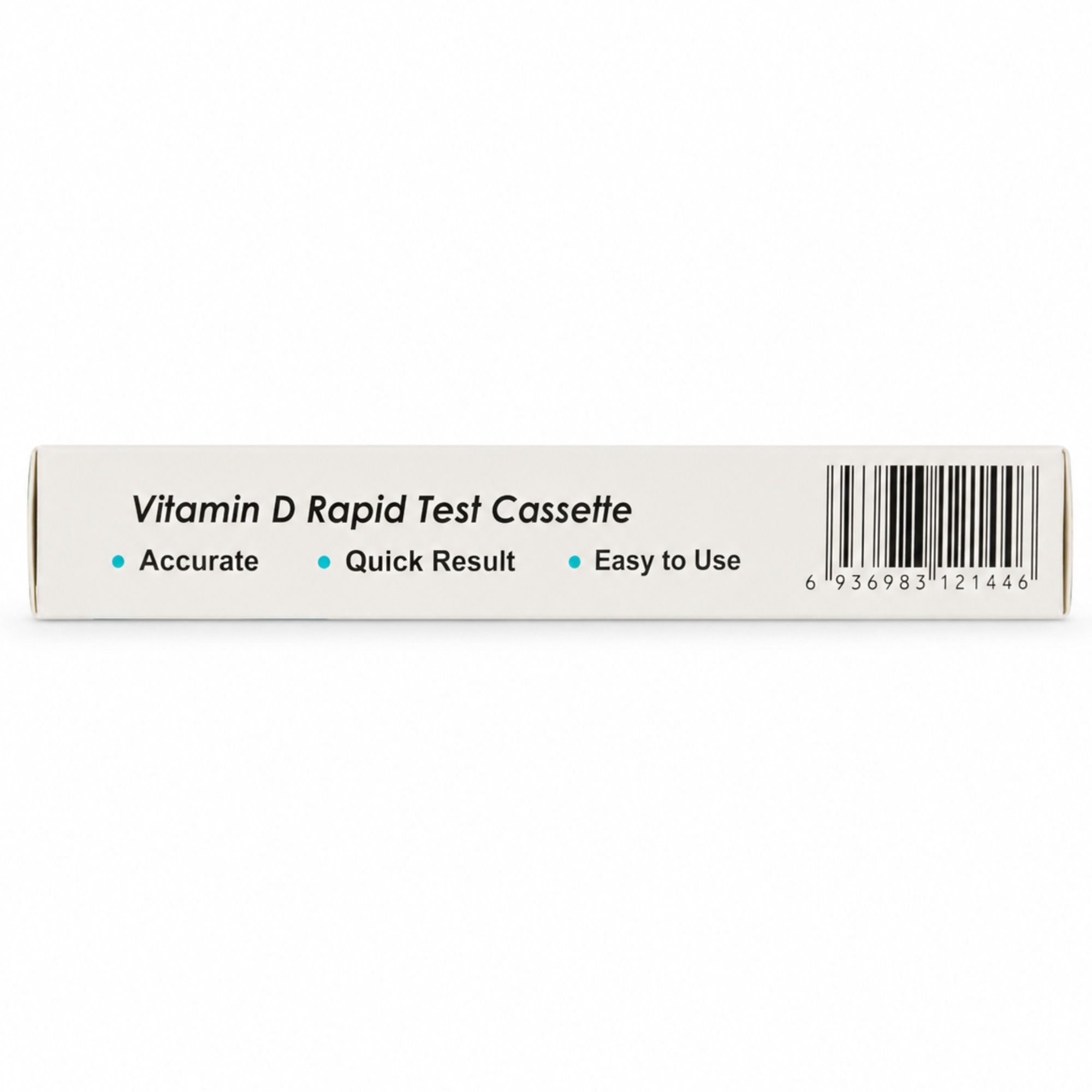 Seitenansicht der Alltest Vitamin-D Schnelltest-Verpackung mit Produktmerkmalen.
