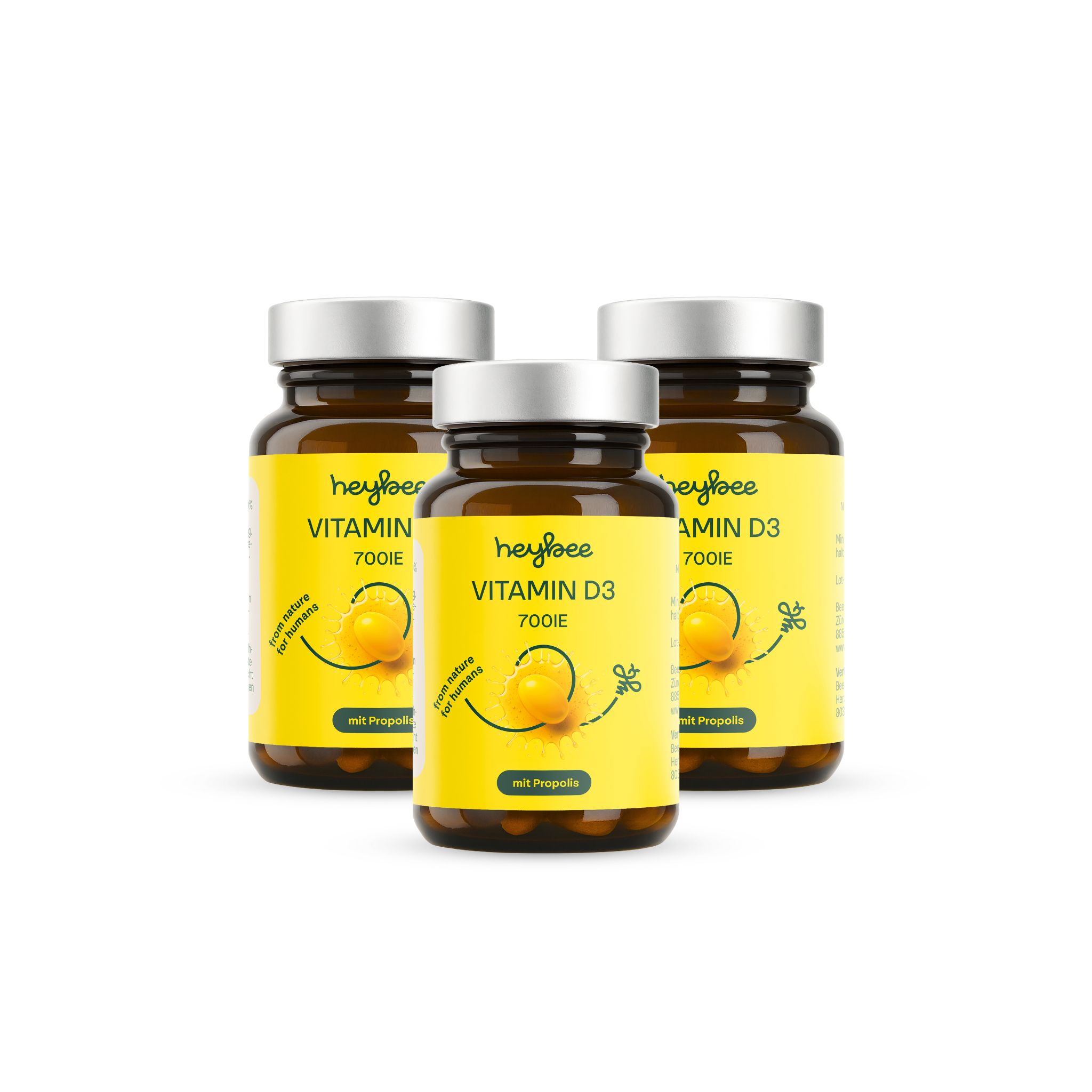 heybee Vitamin D3 700 I:e: + Propolis - 3er Packung 3x60 St Weichkapseln
