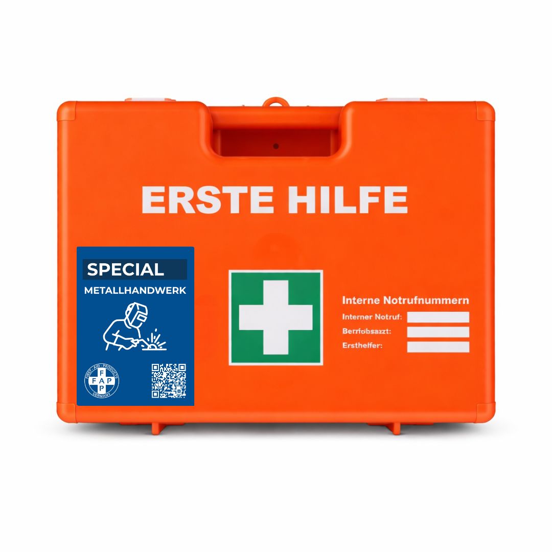 FAP First Aid Products Erste-Hilfe-Koffer Metallhandwerk DIN 13157 - orange 1 St