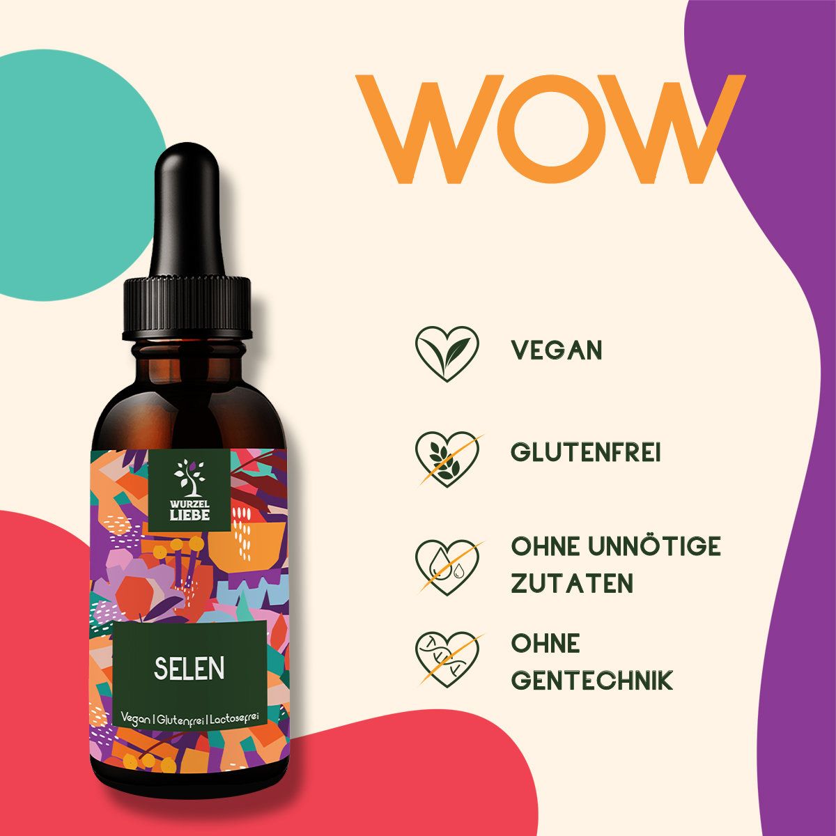 WURZELLIEBE® Selen Tropfen 200µg pro Tagesdosis - 50 ml