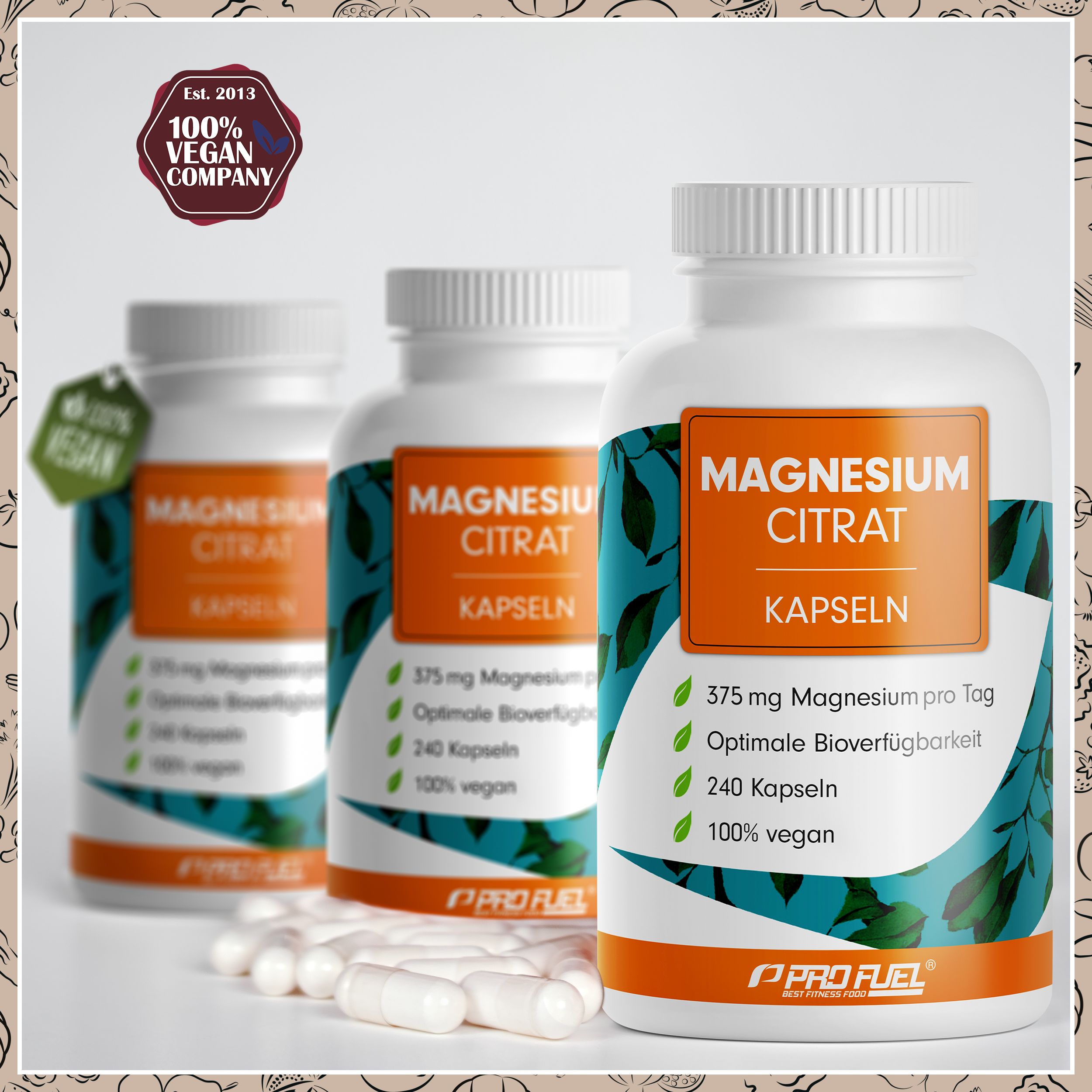 ProFuel - Magnesiumcitrat Kapseln 240x mit 375 mg Magnesium - 240 Kapsel
