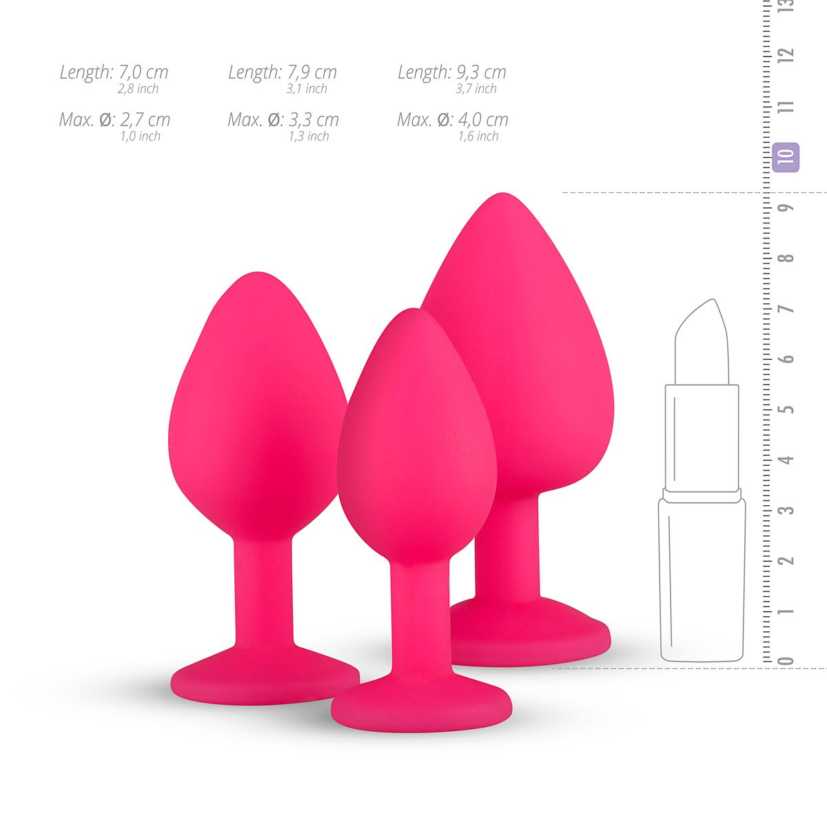 Easytoys - Analplug aus Silikon in Schwarz mit Zierstein - SET