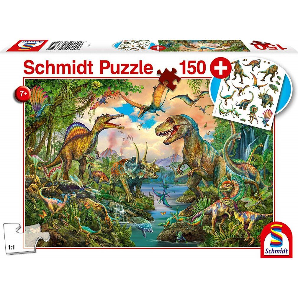schmidt Puzzle Dinosaurier 150 Teile + Geschenk (Tattoos)