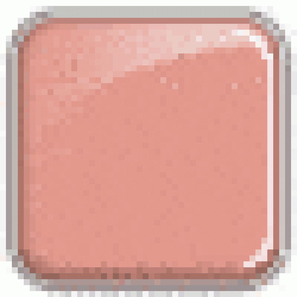 Quadratischer, rosafarbener Lippenstift-Swatch mit abgerundeten Ecken.