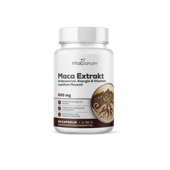 VitaSanum Maca Extrakt Kapseln, 600 mg, 60 vegane Kapseln.