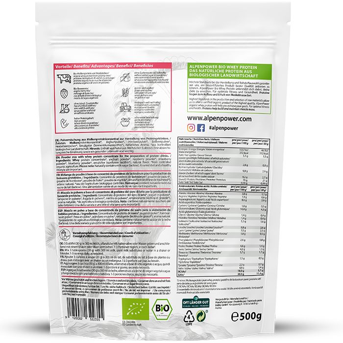 AlpenPower Bio Whey Protein- Joghurt / Wildberry 1000 g Pulver