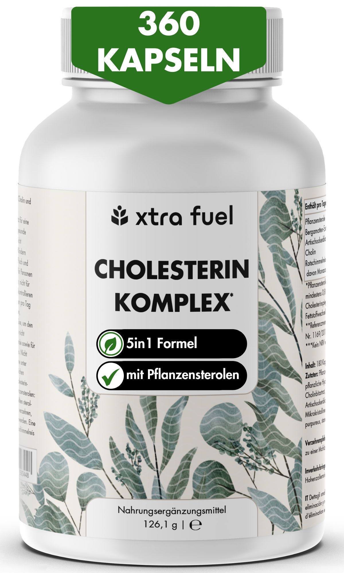 Flasche mit 360 Kapseln XTRA FUEL Cholesterin Komplex, Nährstoffkomplex mit Pflanzensterolen.