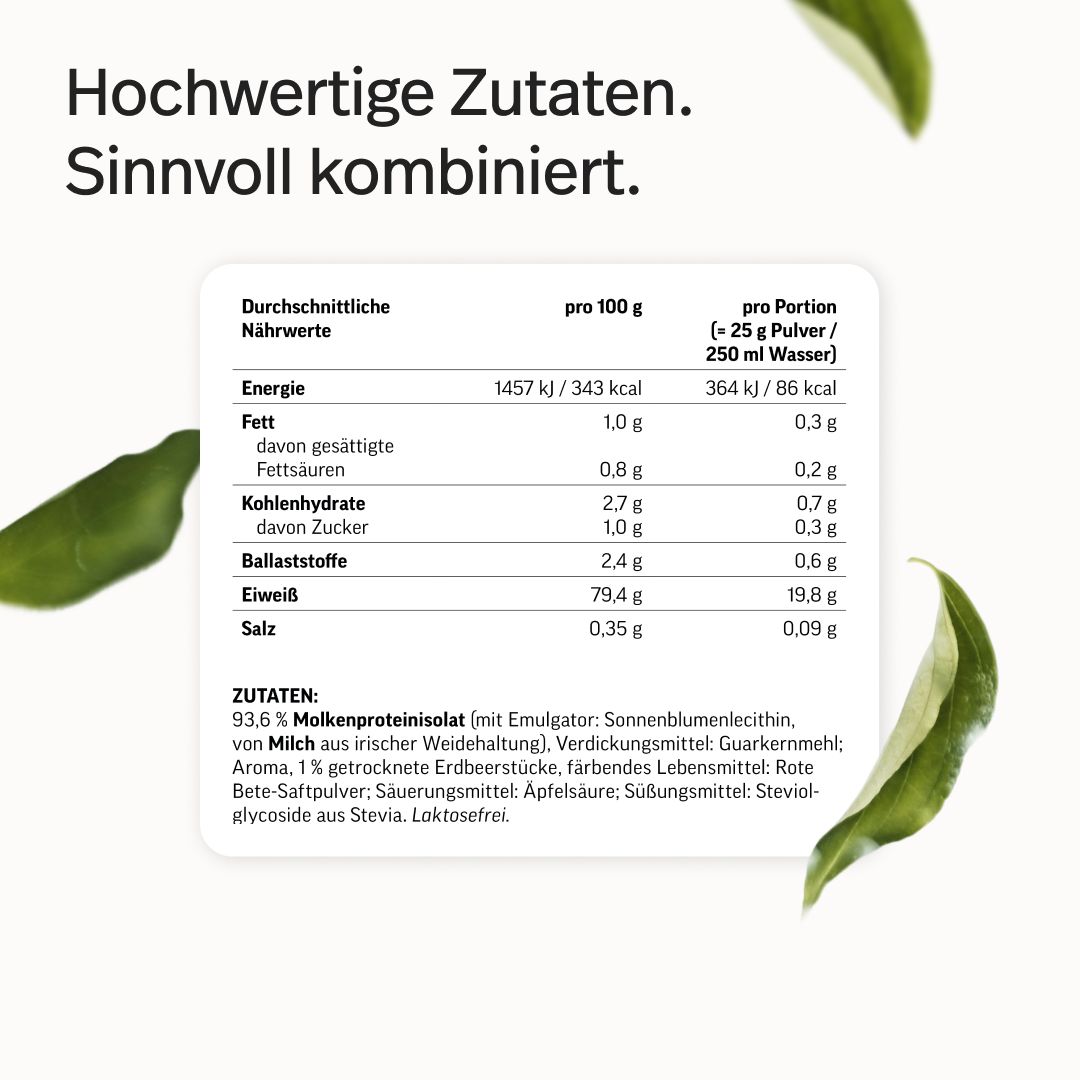 edubily® Whey Protein Isolat aus irischer Weidehaltung Erdbeere