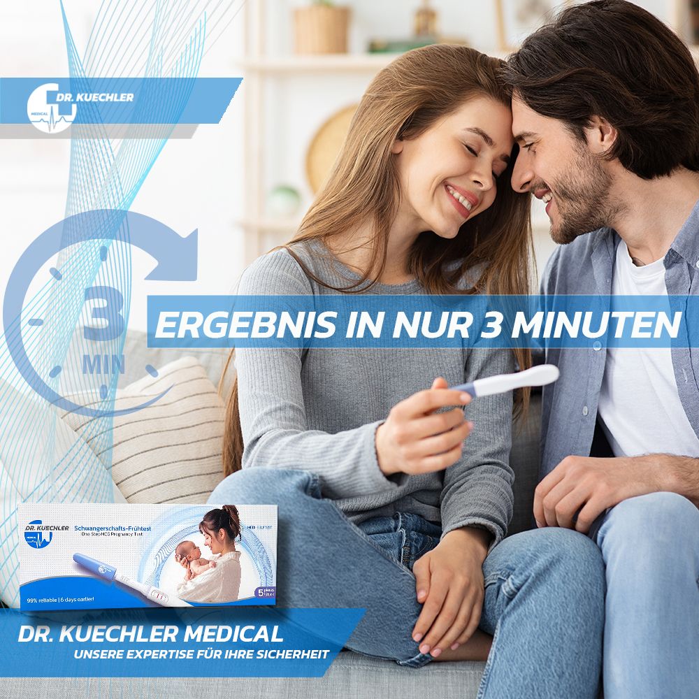 Dr. Kuechler Schwangerschaftstest: Ergebnis in nur 3 Minuten.