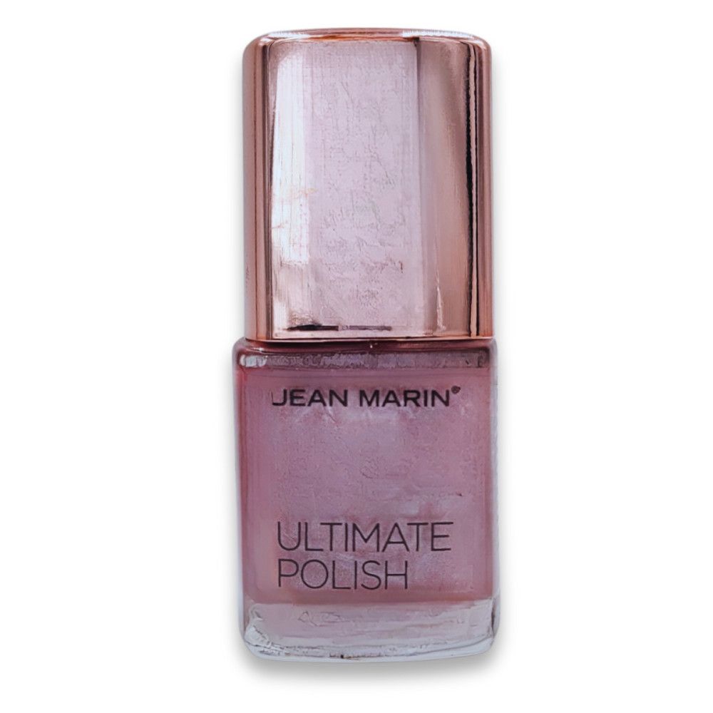 Nagellackflasche von Jean Marin Ultimate Polish. Rosa Farbton mit roségoldfarbenem Deckel.