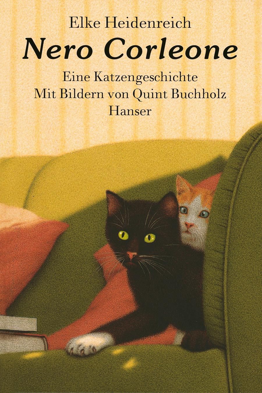 Buchcover mit dem Titel "Nero Corleone". Abgebildet sind zwei Katzen auf einem Sofa. Der Autor ist Elke Heidenreich.