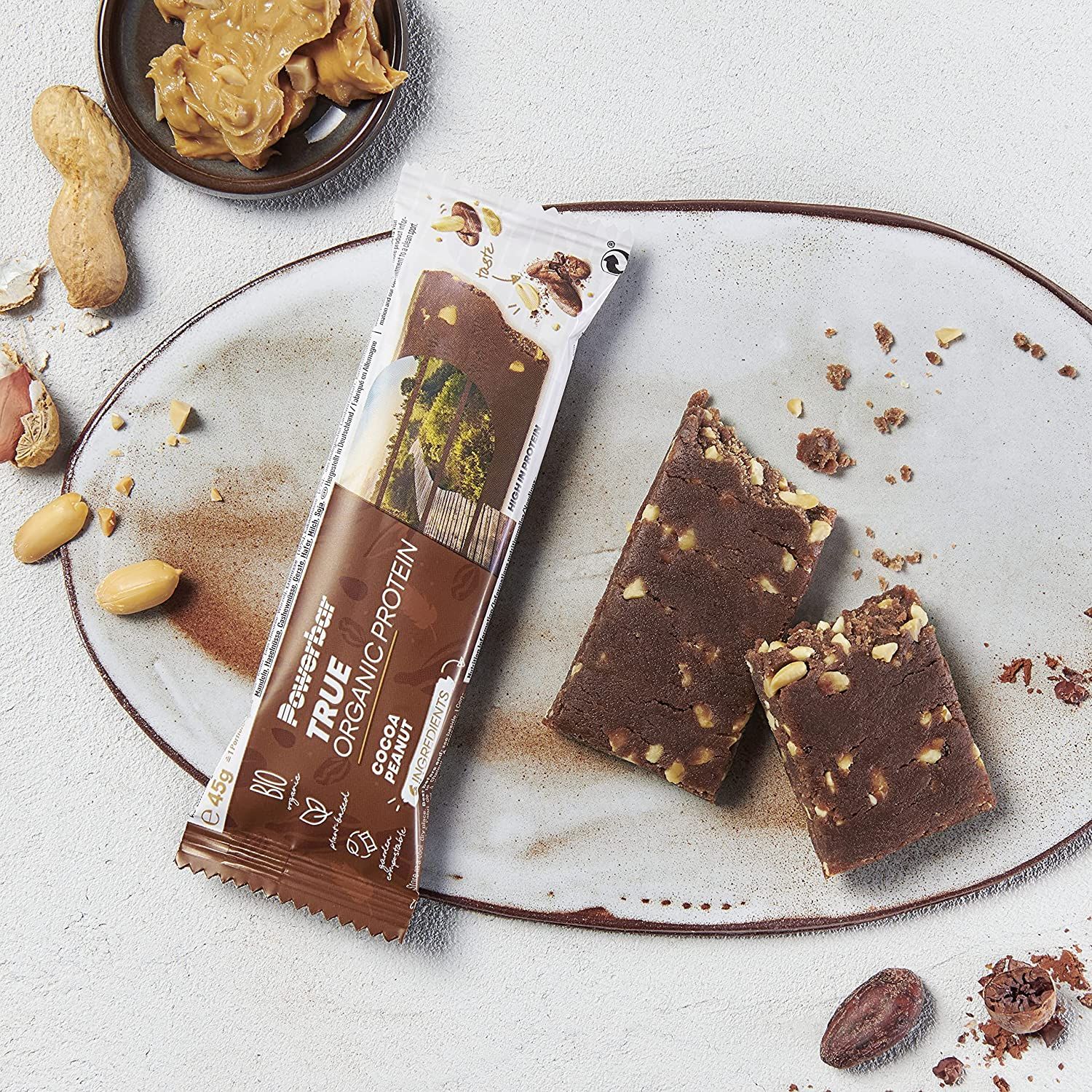Powerbar True Organic Protein Bar Cocoa-Peanut - Pflanzlicher Proteinriegel + Bio